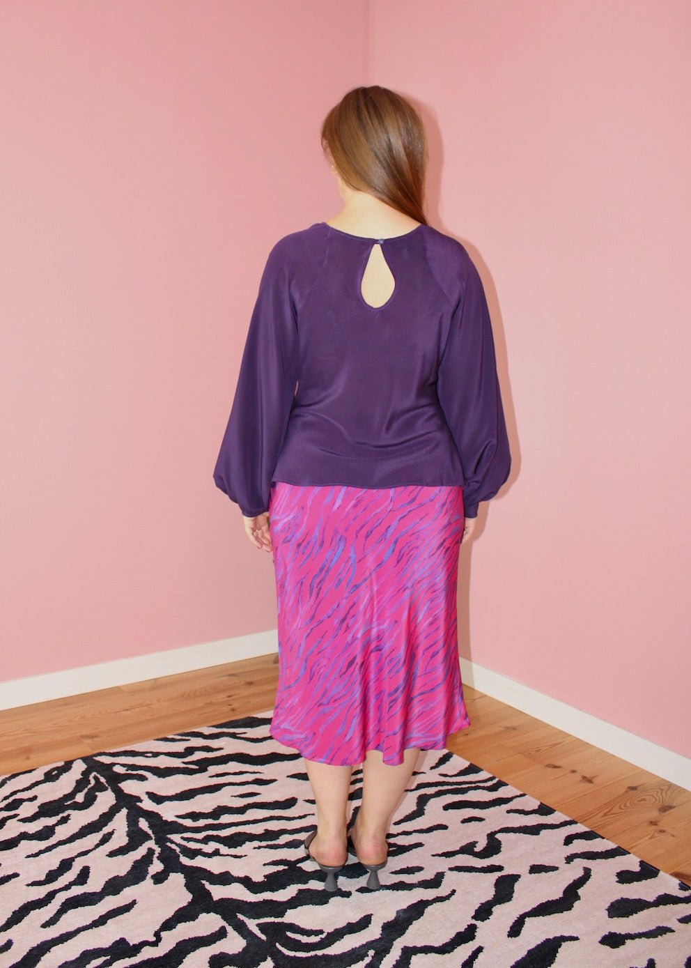 Bias skirt - Pink zebra silk - Luci's Lemons