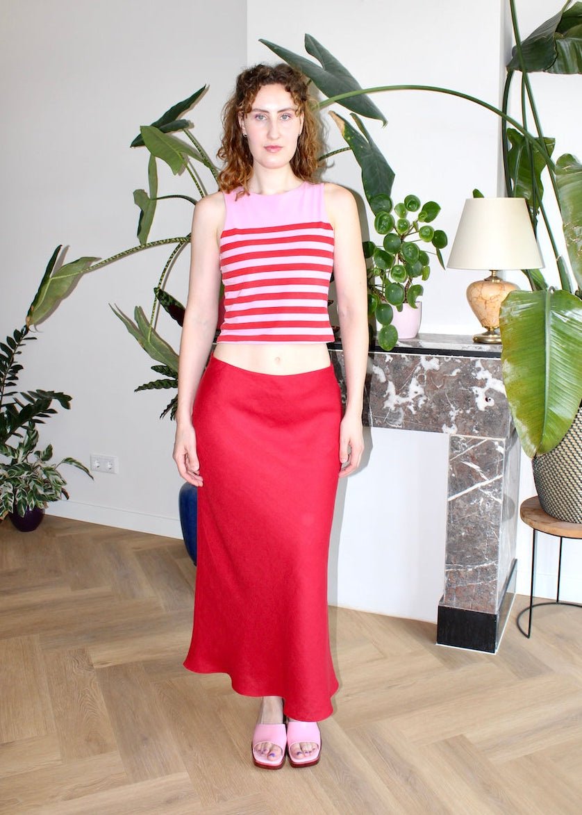 Bias skirt - Red linen - M, L - Luci's Lemons