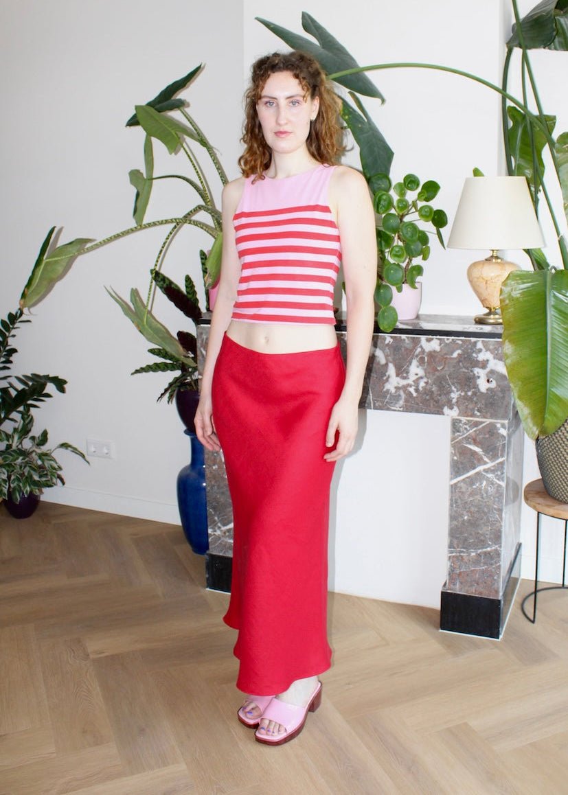 Bias skirt - Red linen - M, L - Luci's Lemons