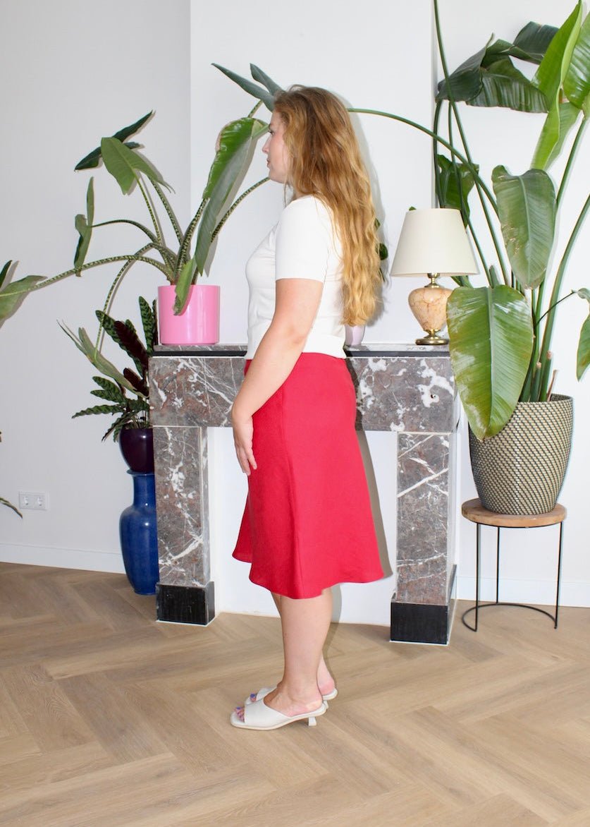 Bias skirt - Red linen - M, L - Luci's Lemons