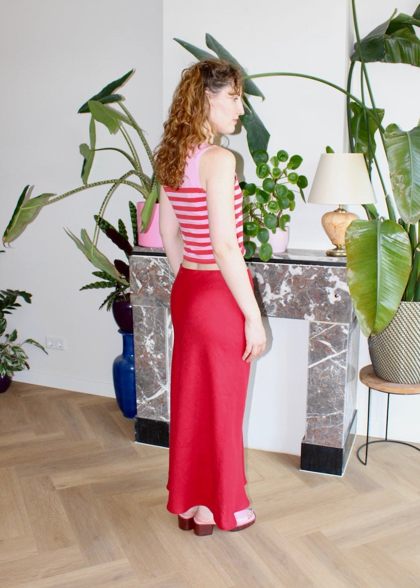 Bias skirt - Red linen - M, L - Luci's Lemons
