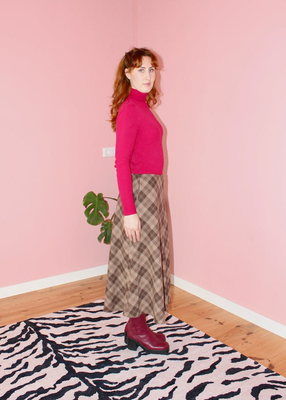 Briar midi skirt brown plaid - Luci's Lemons