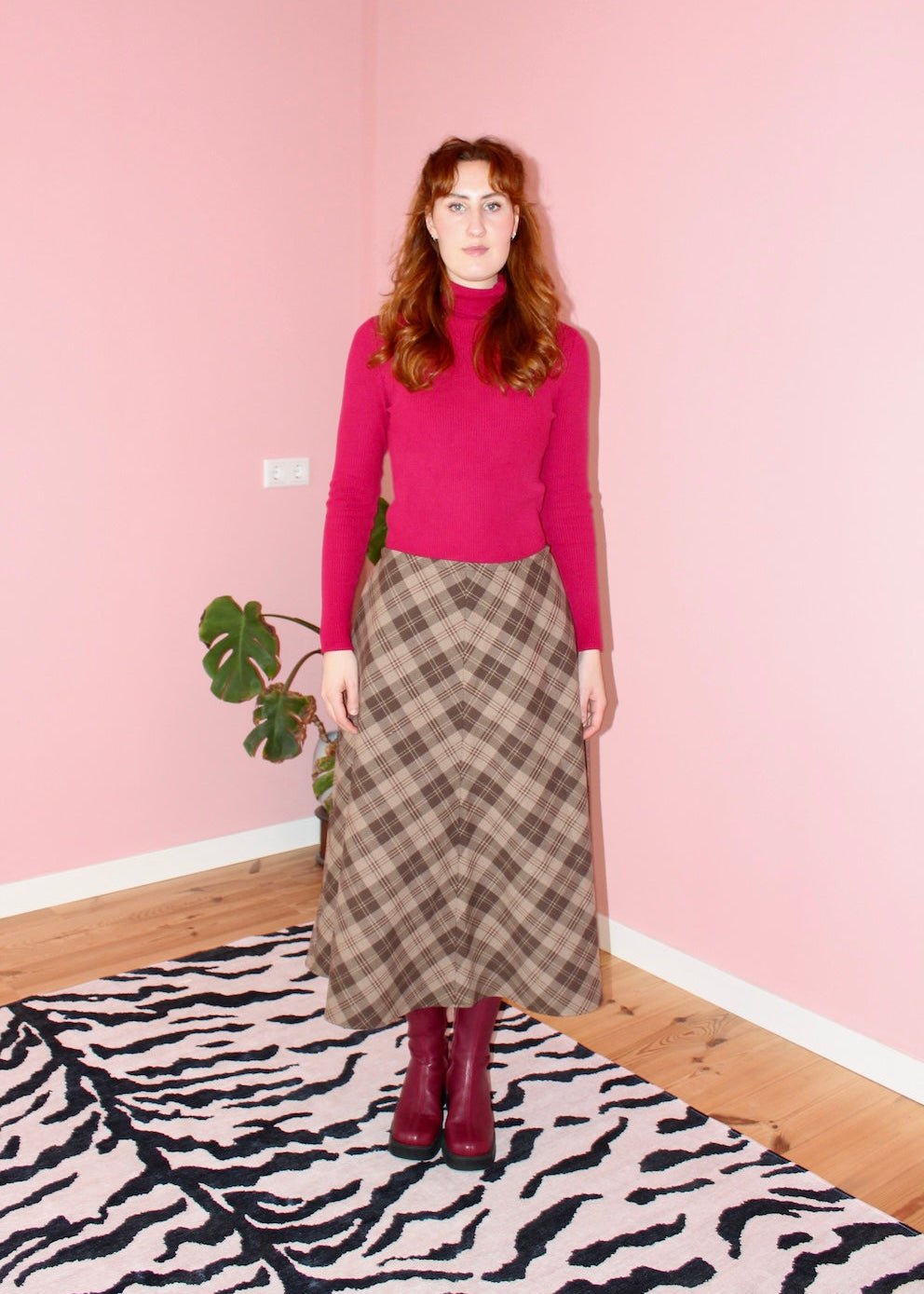 Briar midi skirt brown plaid - Luci's Lemons