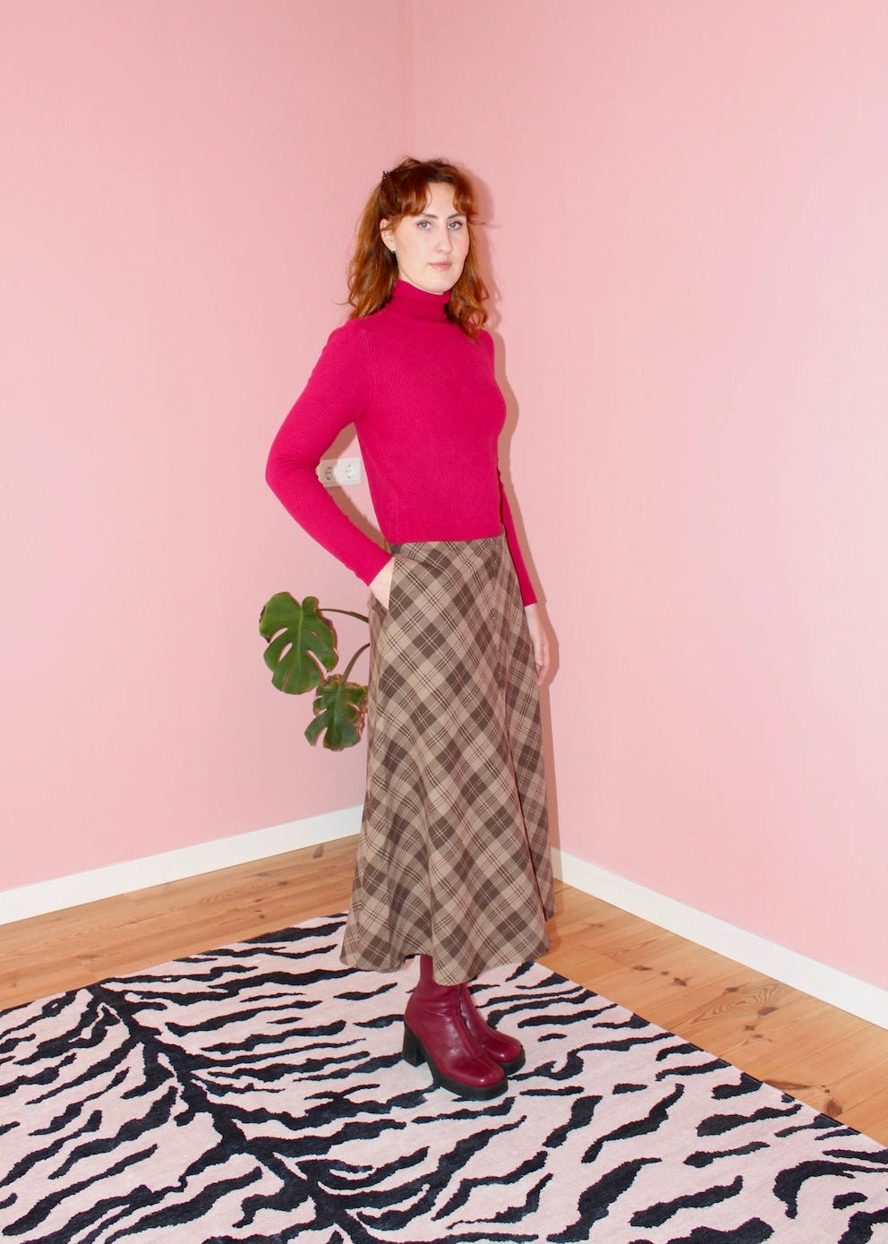 Briar midi skirt brown plaid - Luci's Lemons