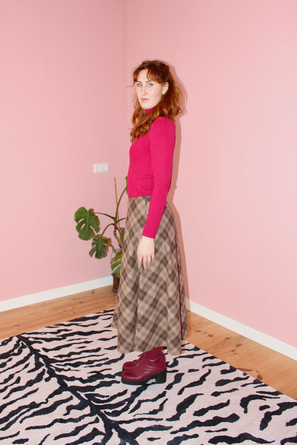 Briar midi skirt brown plaid - Luci's Lemons
