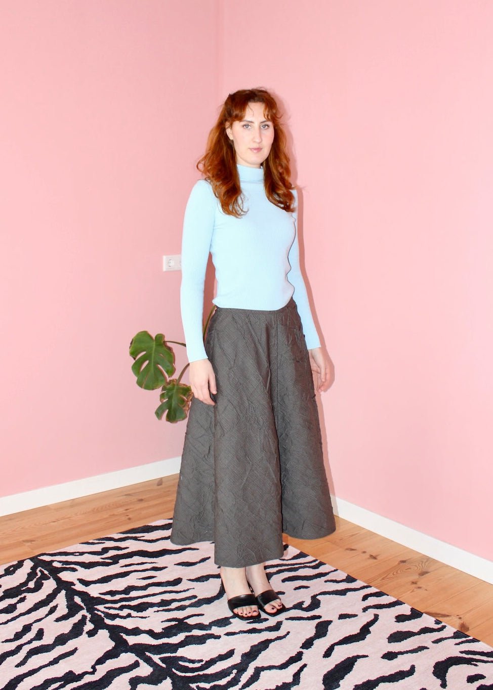 Briar midi skirt brown plaid crinkle wool - Luci's Lemons