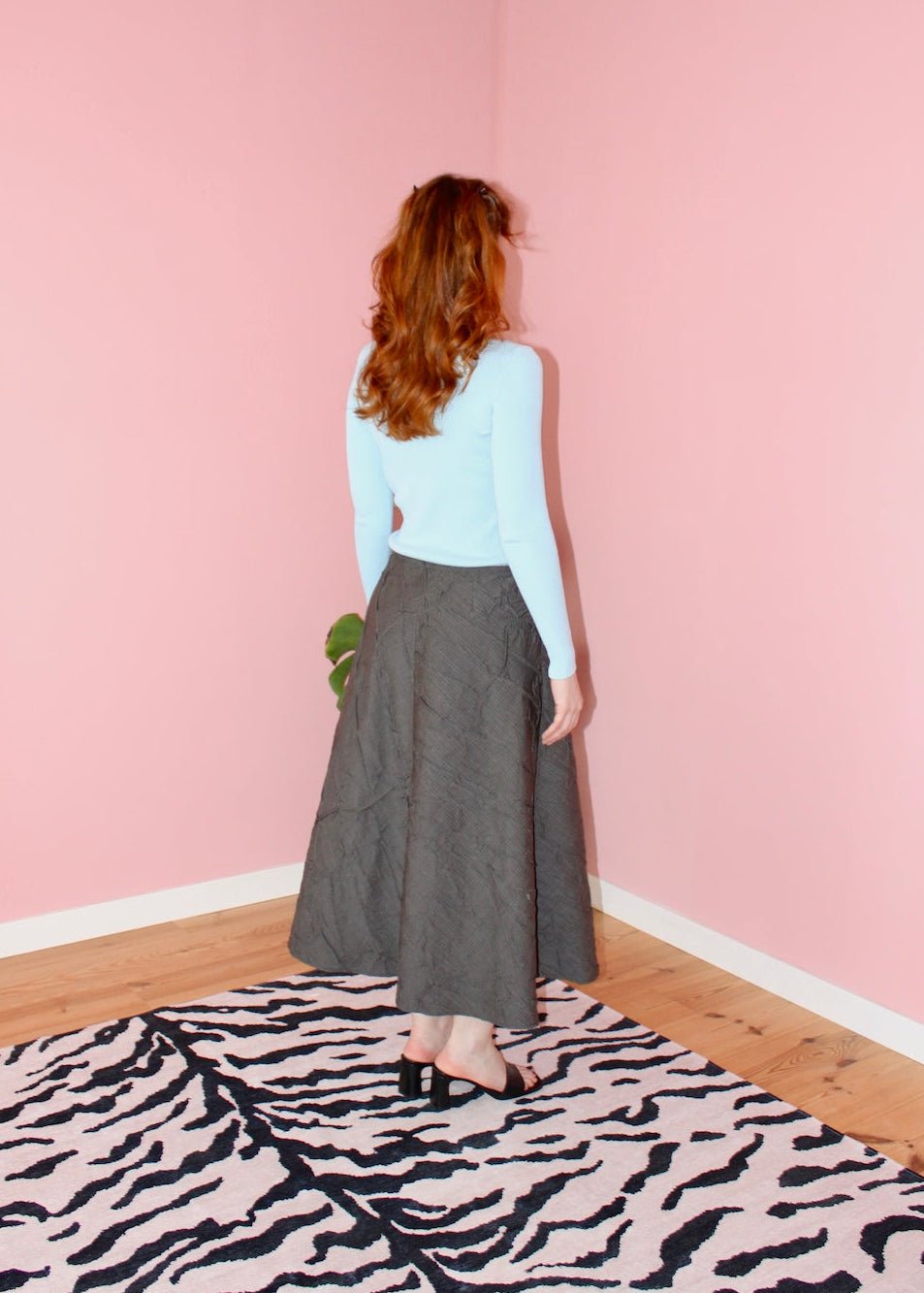 Briar midi skirt brown plaid crinkle wool - Luci's Lemons