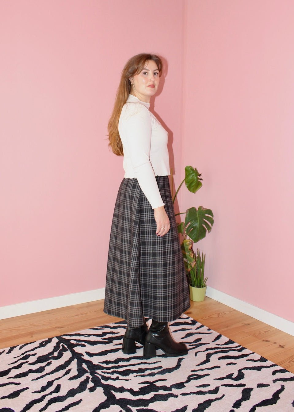 Briar skirt - dark brown plaid wool - Luci's Lemons