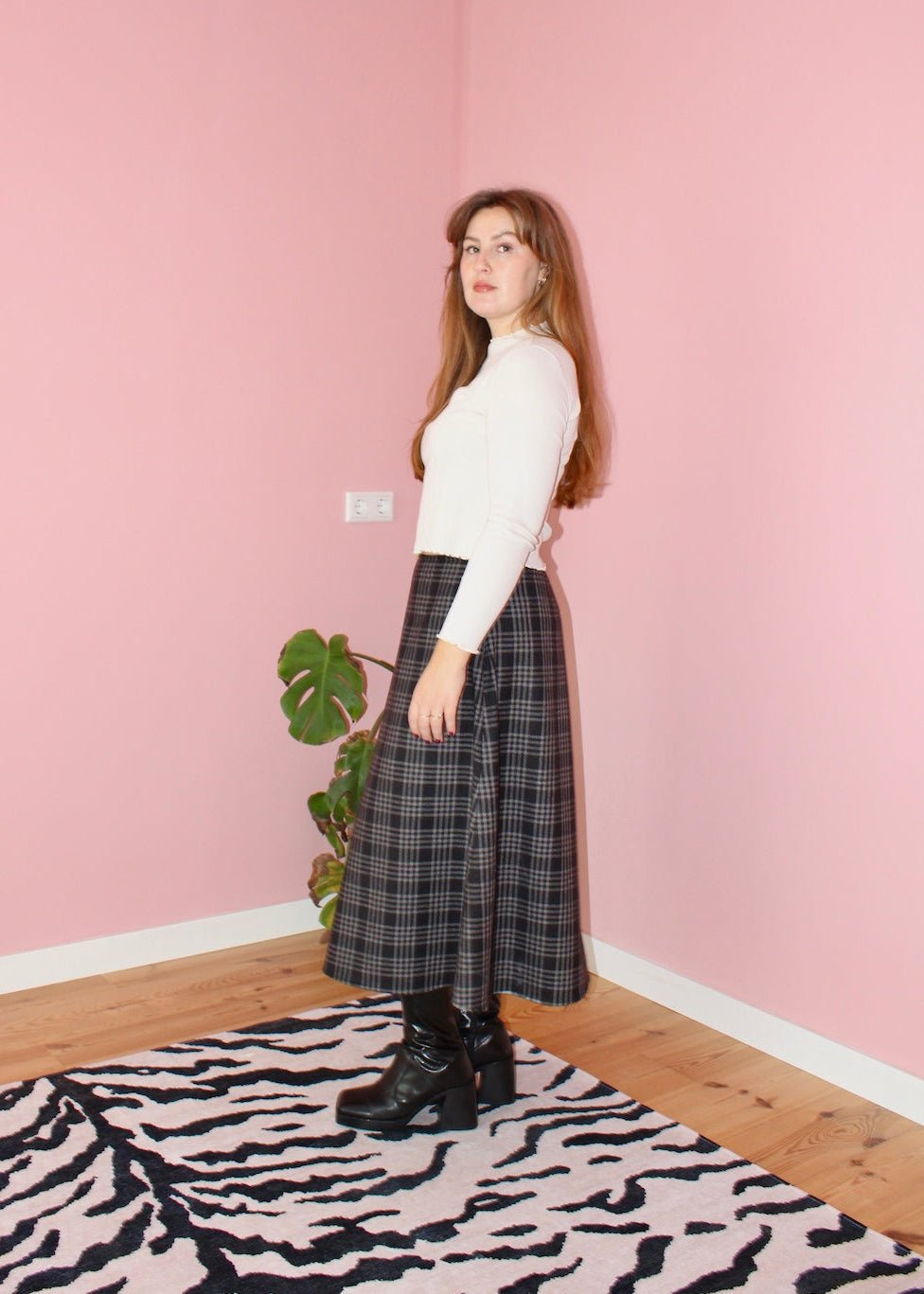 Briar skirt - dark brown plaid wool - Luci's Lemons