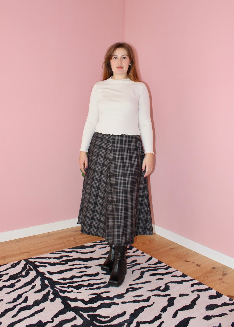 Briar skirt - dark brown plaid wool - Luci's Lemons