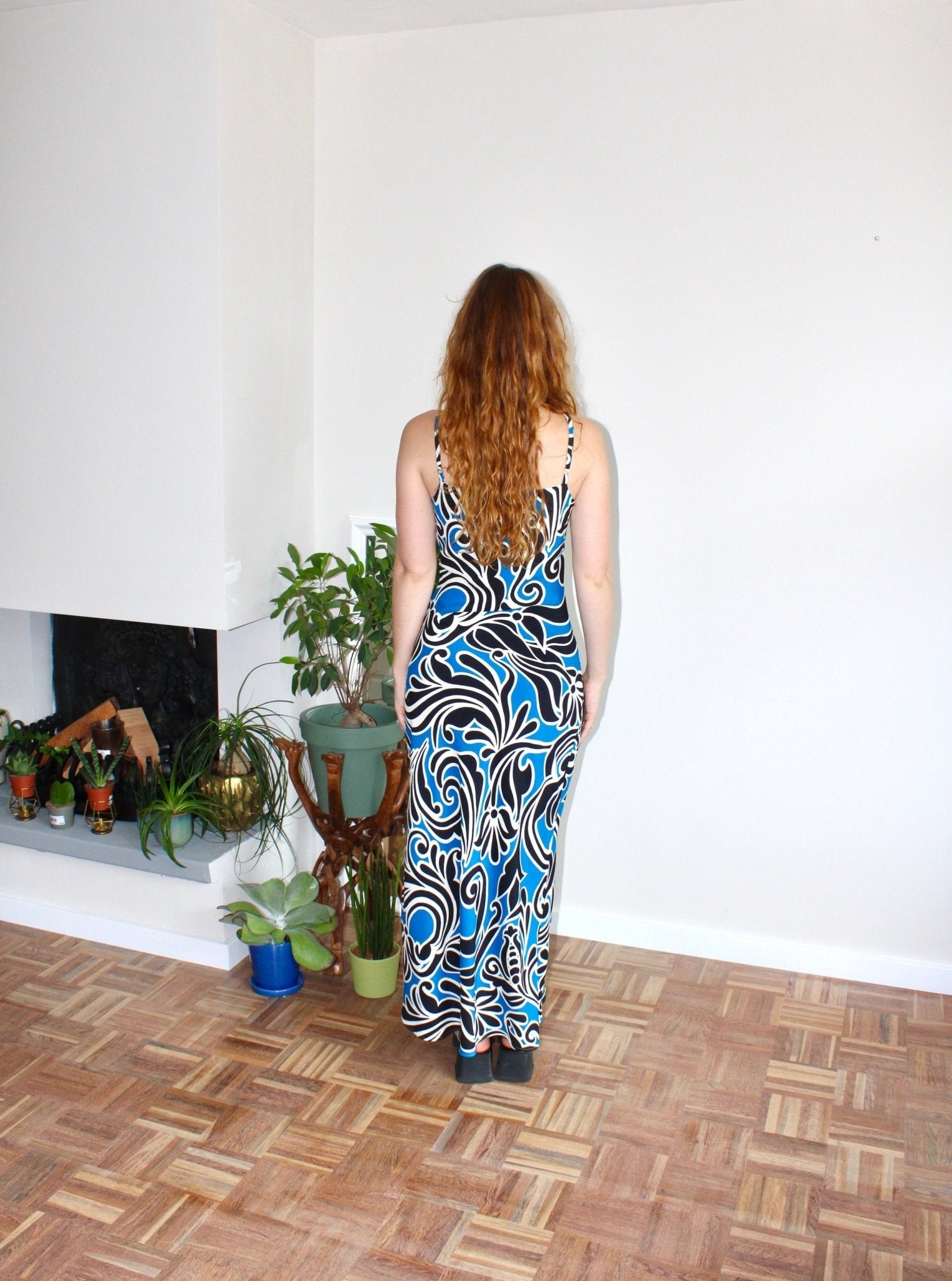 Camille maxi dress blue print viscose - Luci's Lemons