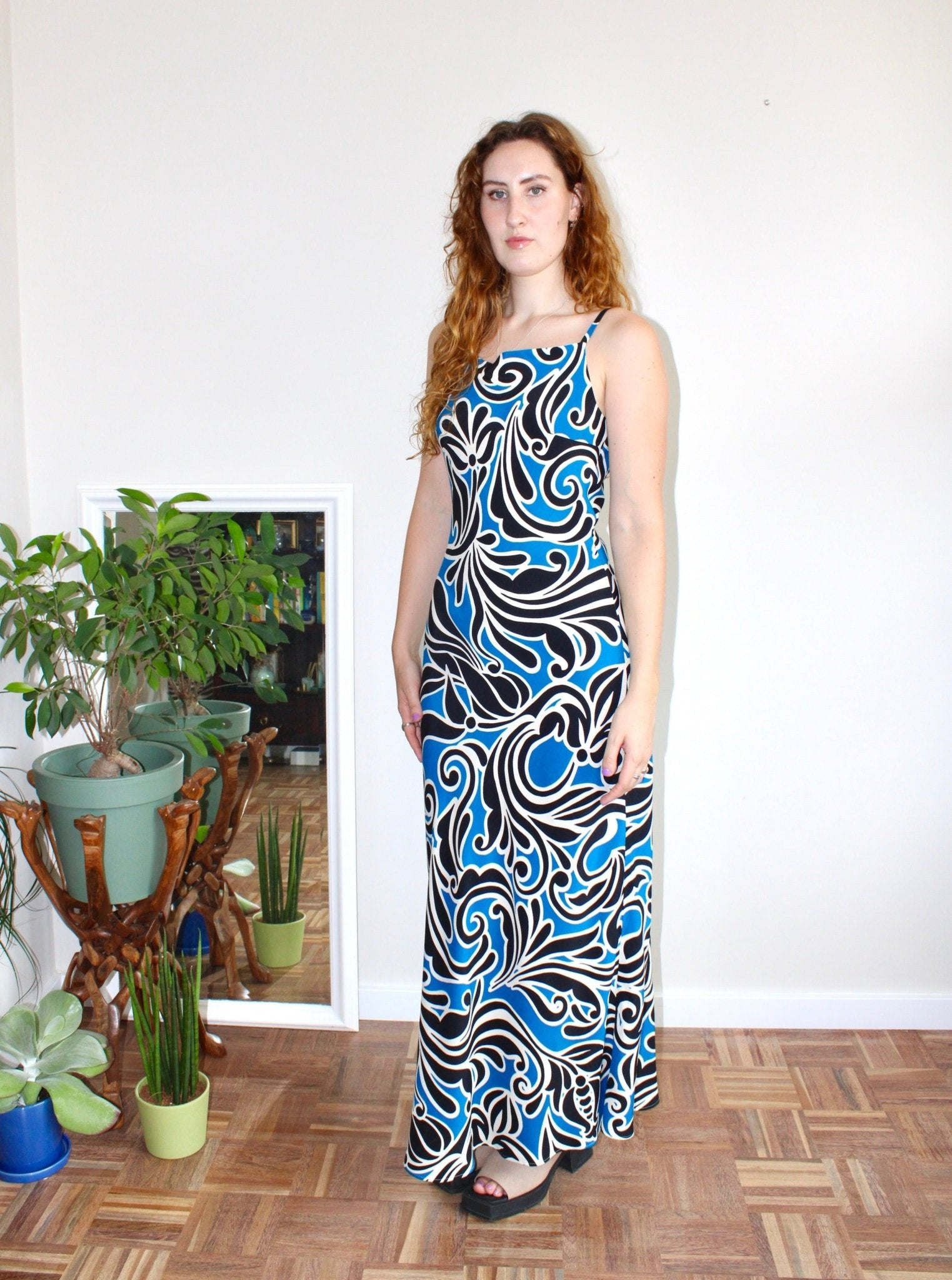 Camille maxi dress blue print viscose - Luci's Lemons
