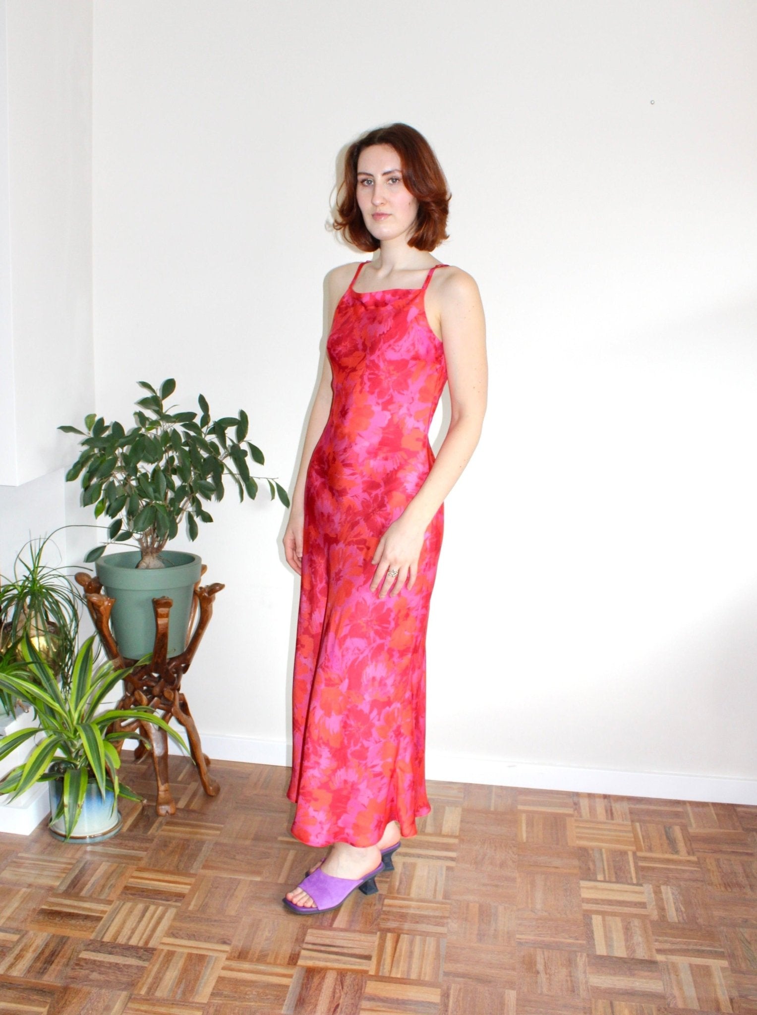 Camille pink floral midi dress - Luci's Lemons