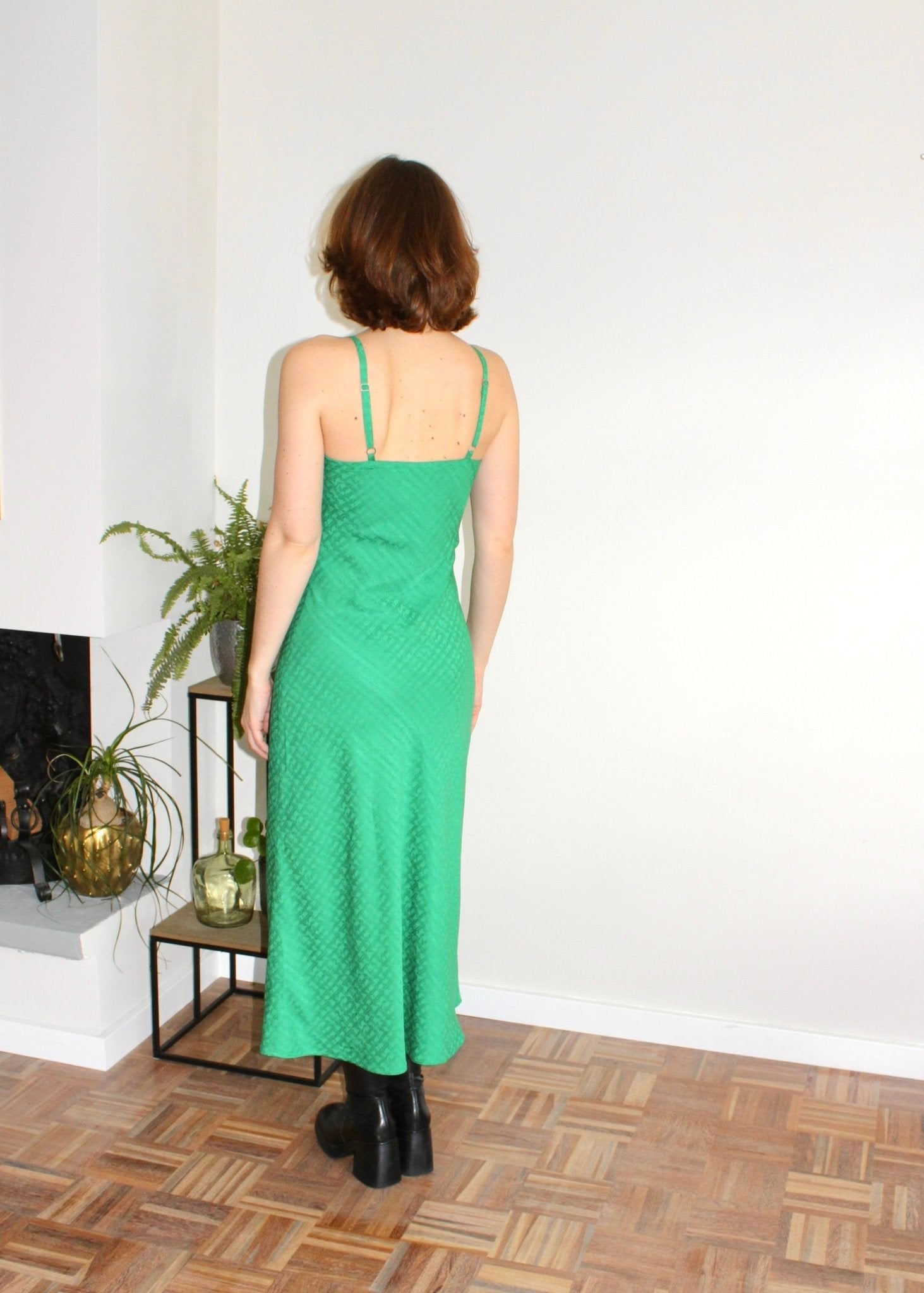 Clementine midi dress green print - Luci's Lemons