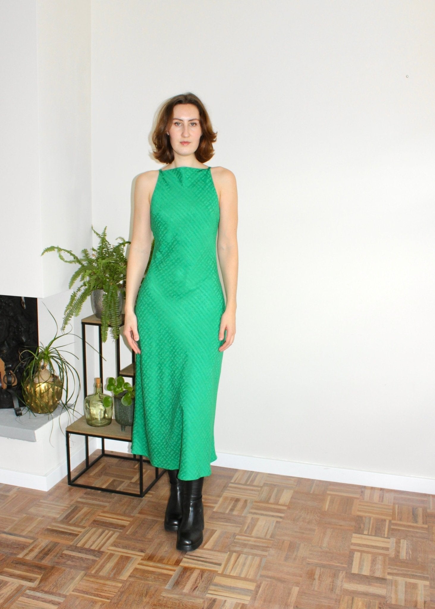 Clementine midi dress green print - Luci's Lemons