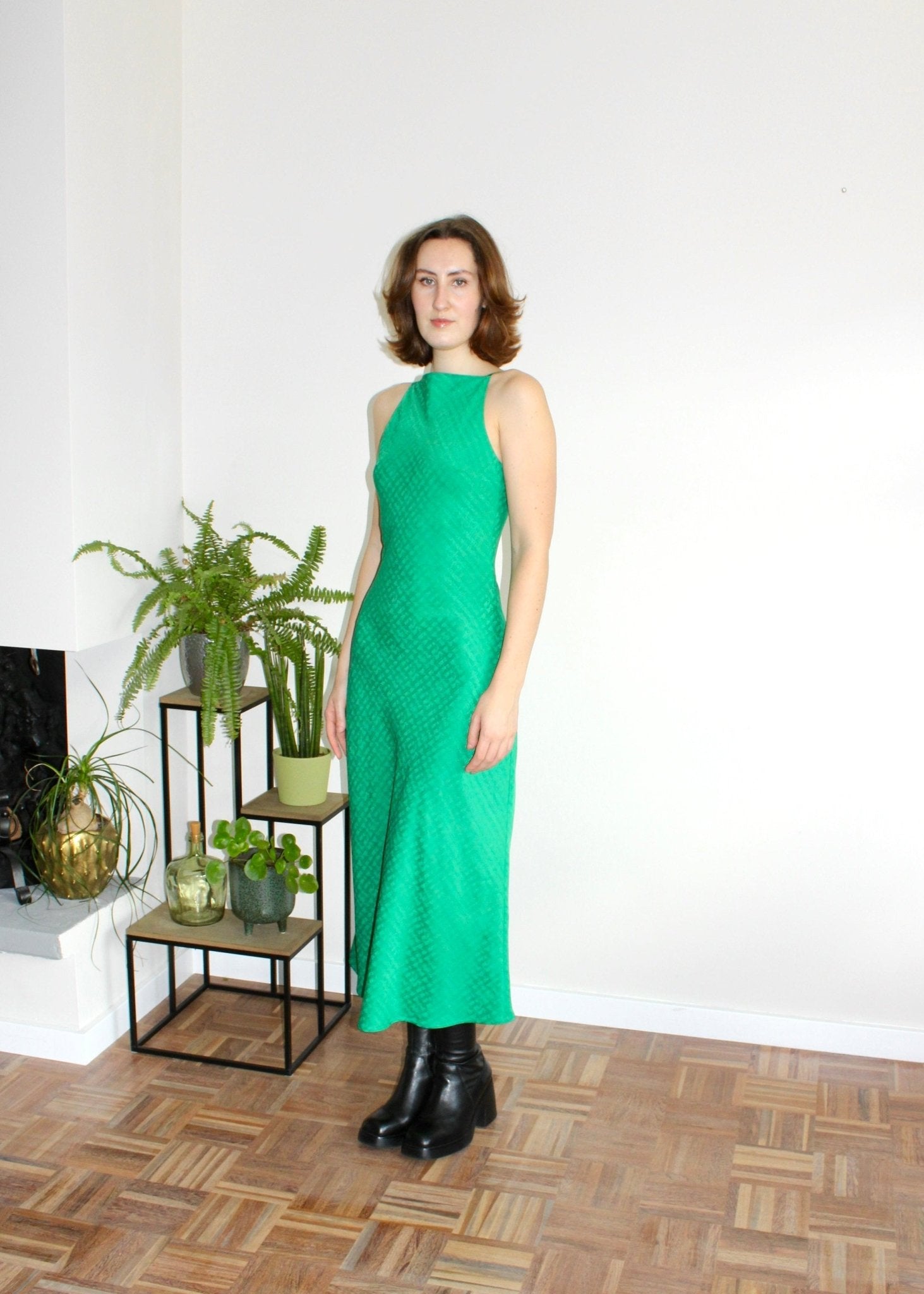 Clementine midi dress green print - Luci's Lemons
