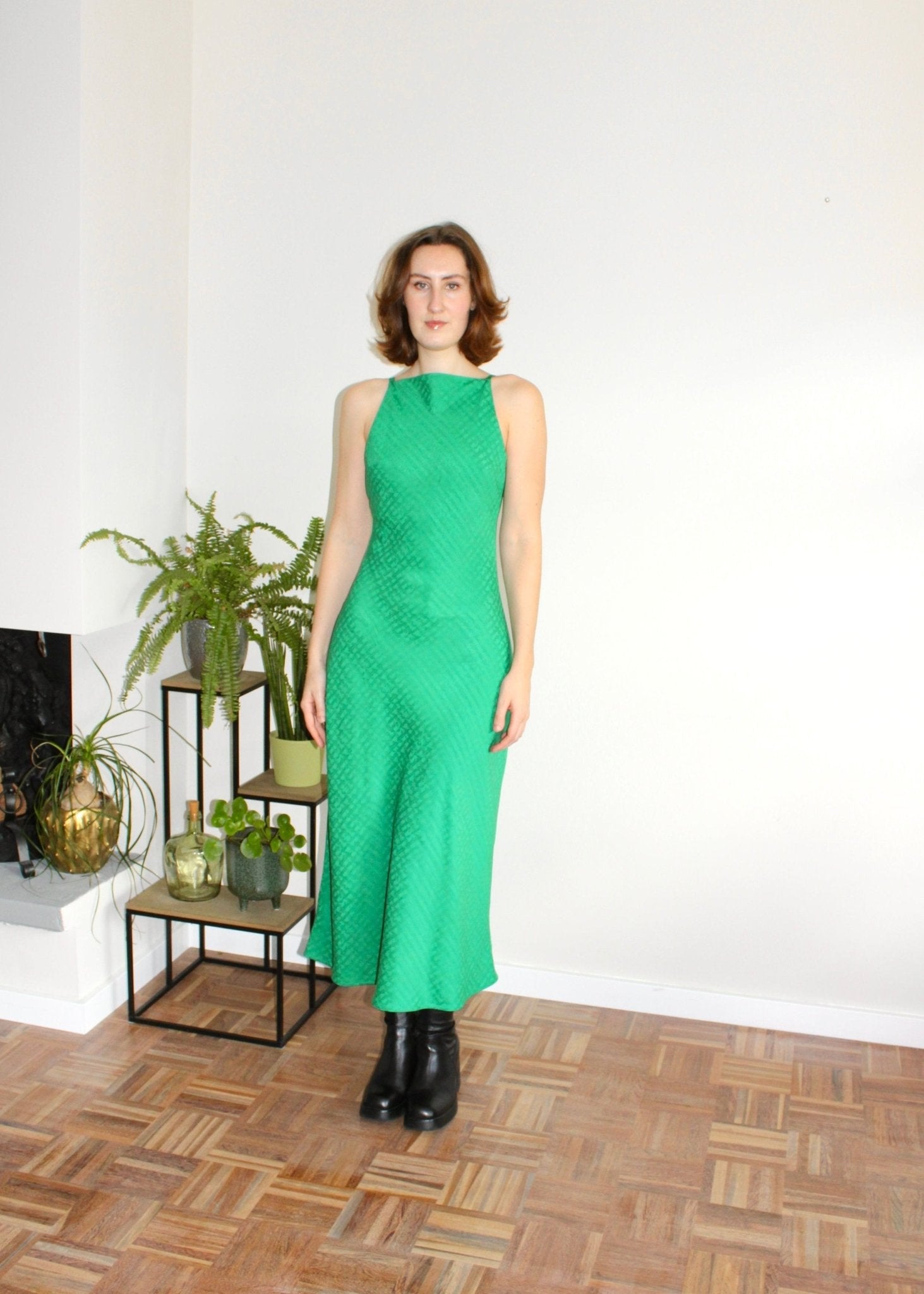 Clementine midi dress green print - Luci's Lemons