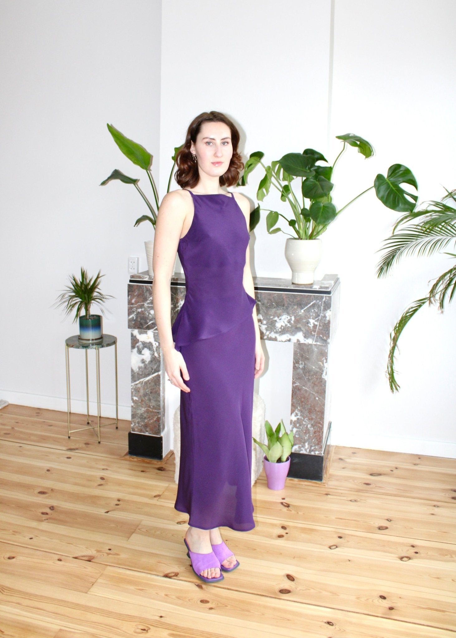 Clementine skirt aubergine silk - Luci's Lemons