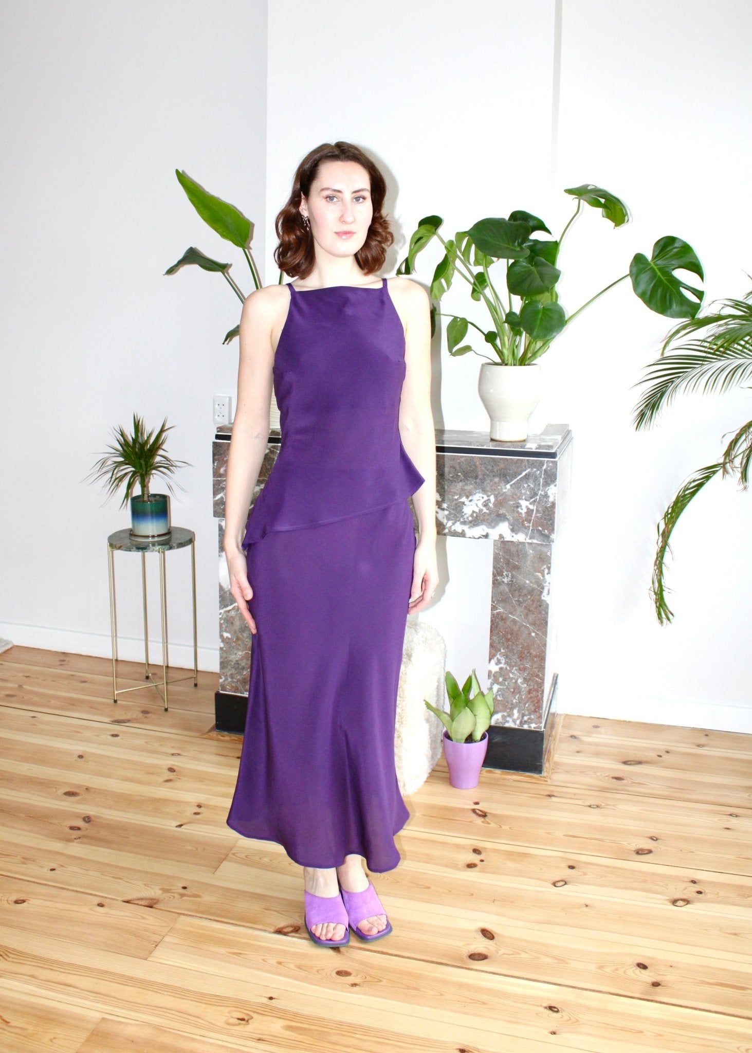 Clementine skirt aubergine silk - Luci's Lemons