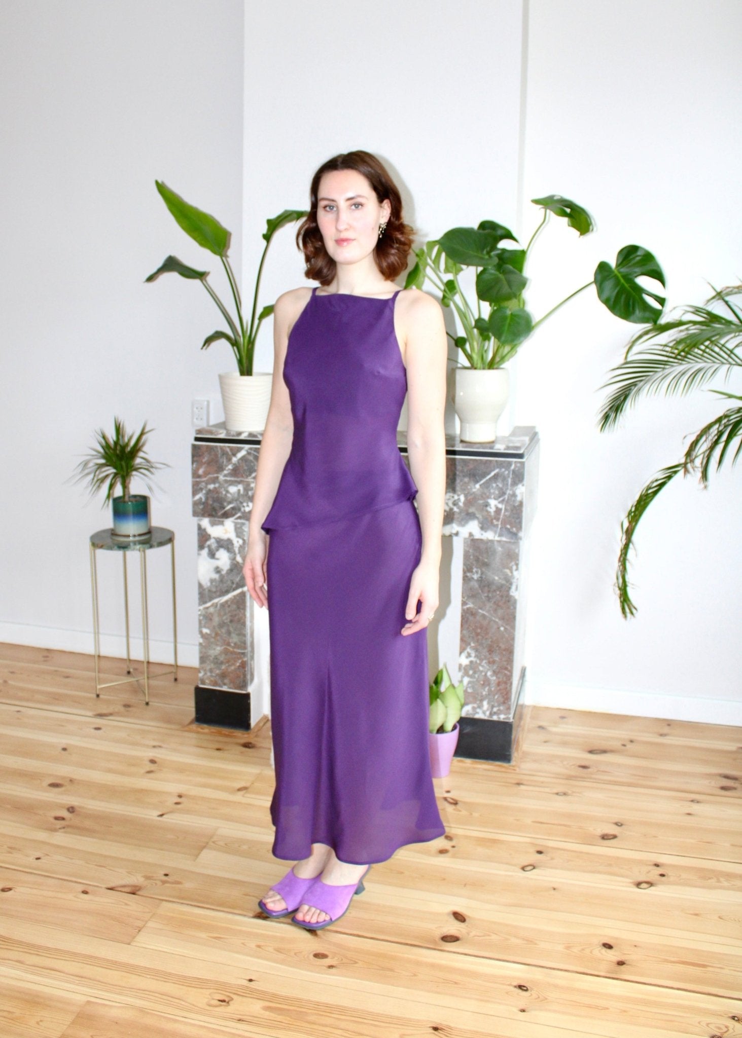 Clementine skirt aubergine silk - Luci's Lemons