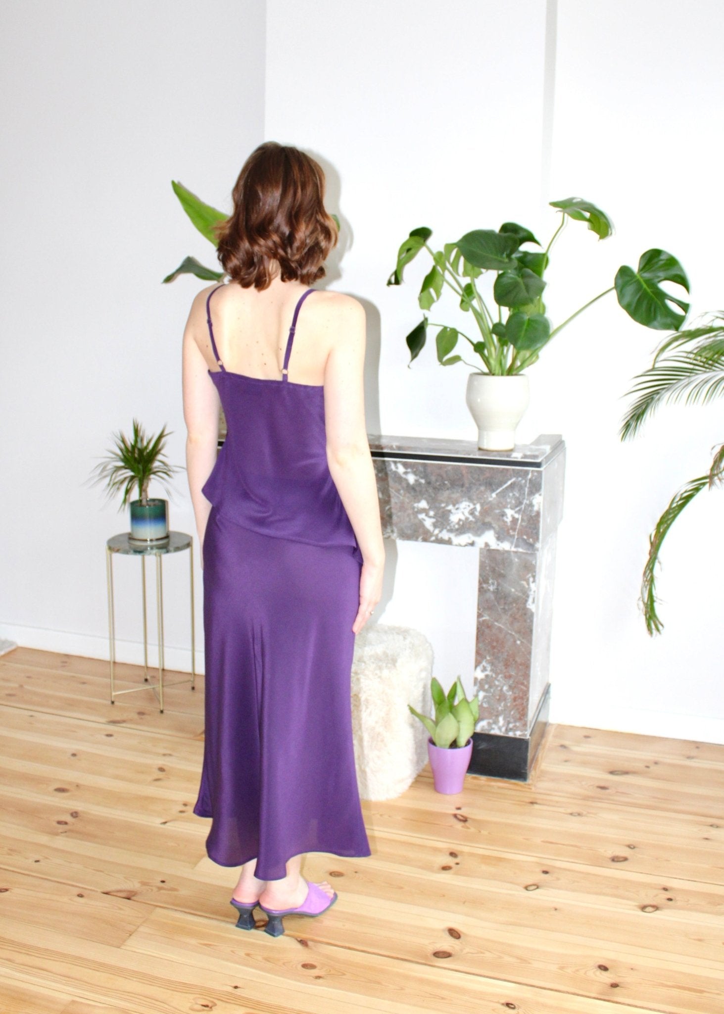 Clementine skirt aubergine silk - Luci's Lemons