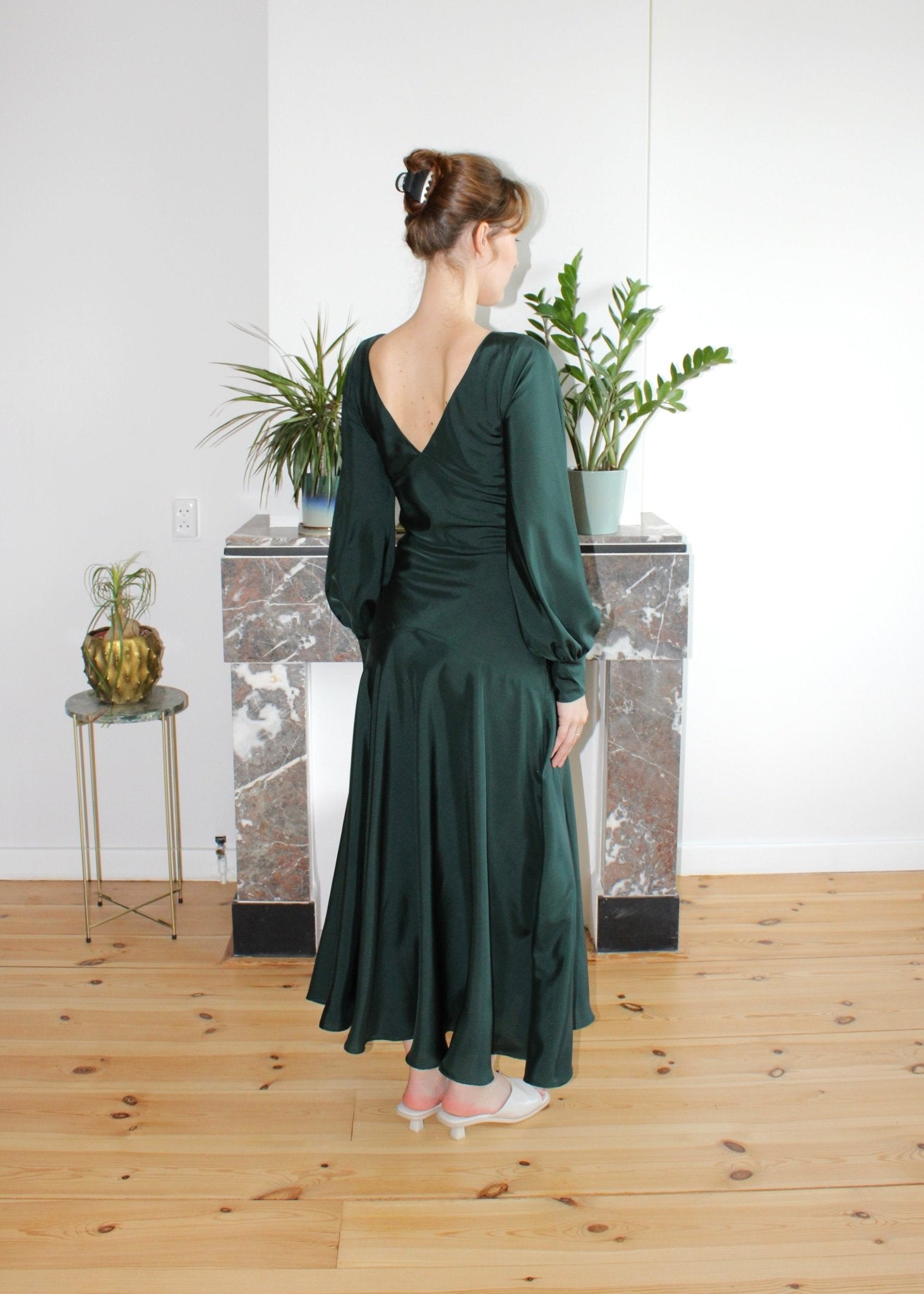 Edith dress forest green silk - Luci's Lemons
