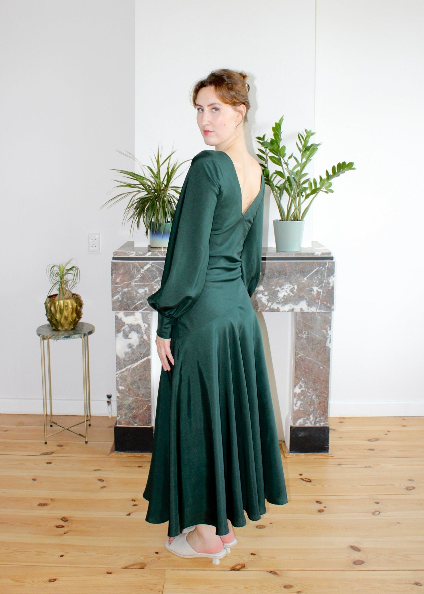 Edith dress forest green silk - Luci's Lemons