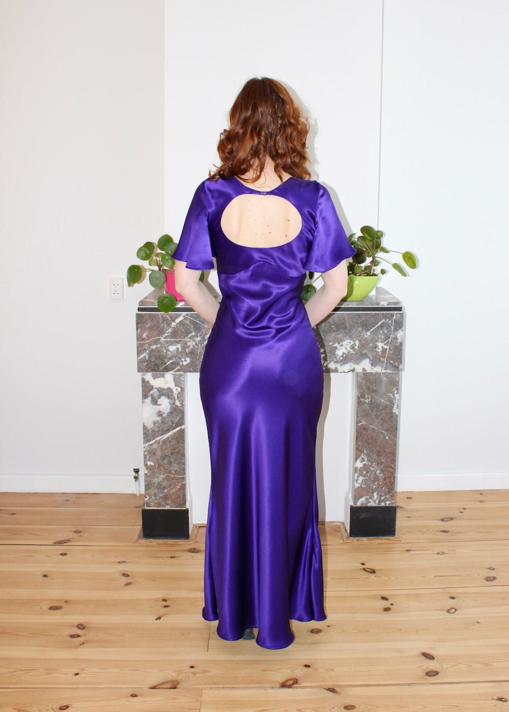 Estelle dress deep purple satin silk - Luci's Lemons