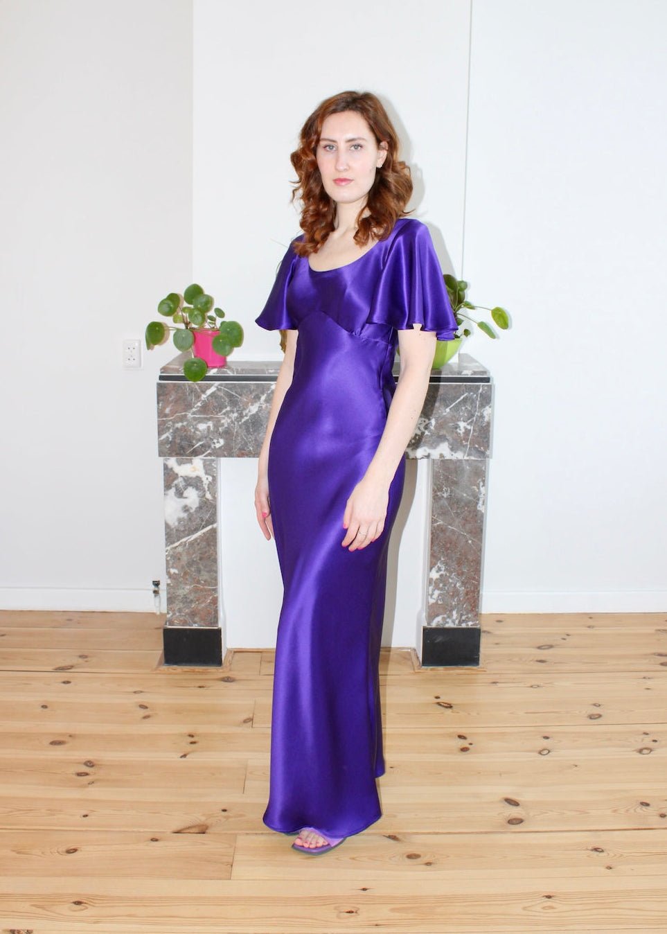Estelle dress deep purple satin silk - Luci's Lemons