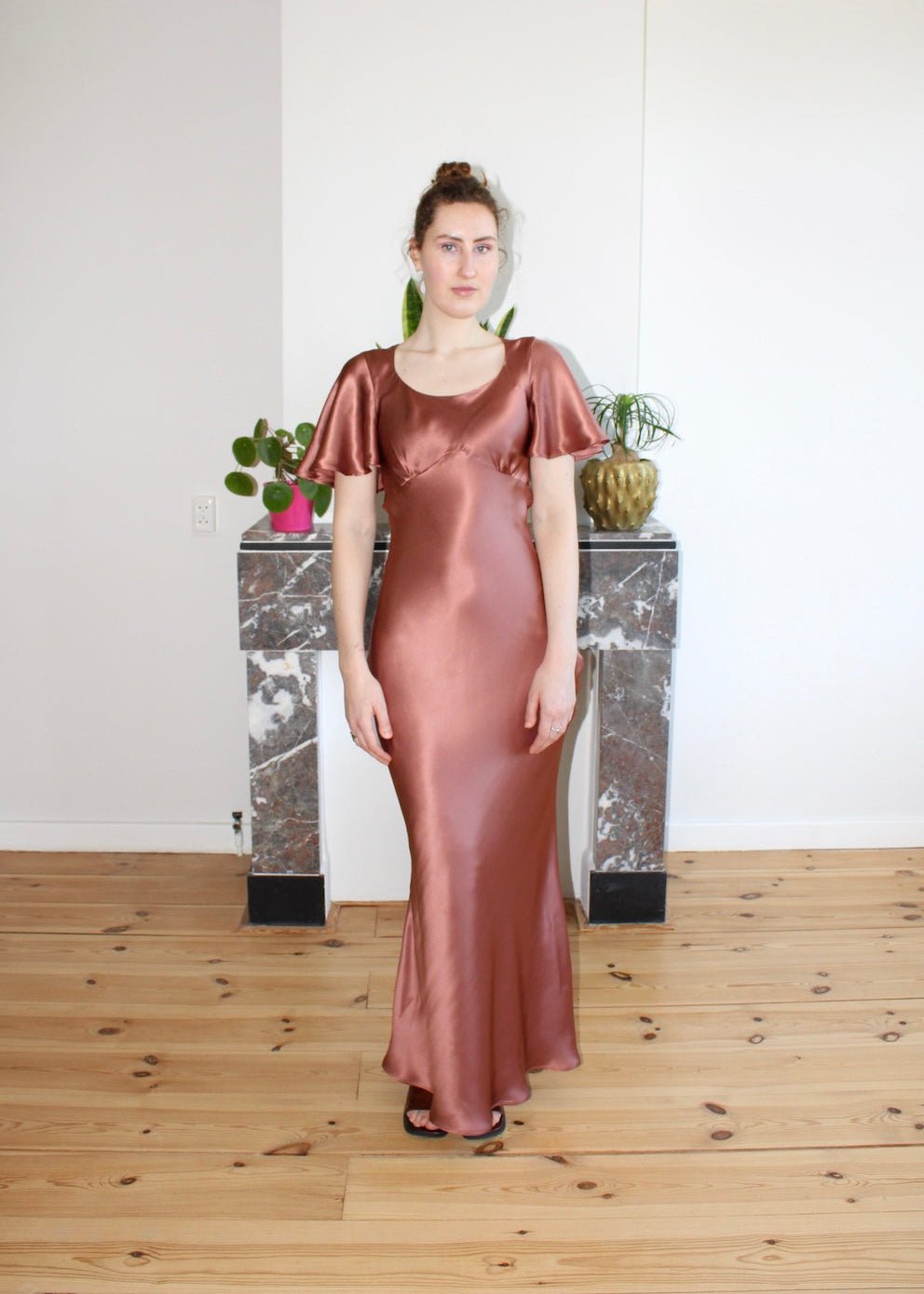 Estelle dress ginger spice satin silk Luci's Lemons Estelle dress ginger spice satin silk Luci's Lemons
