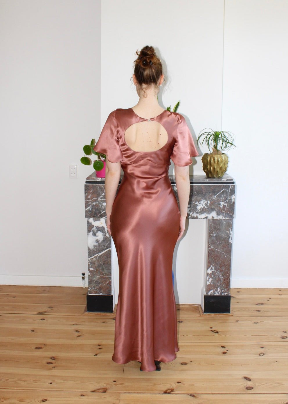 Estelle dress ginger spice satin silk - Luci's Lemons