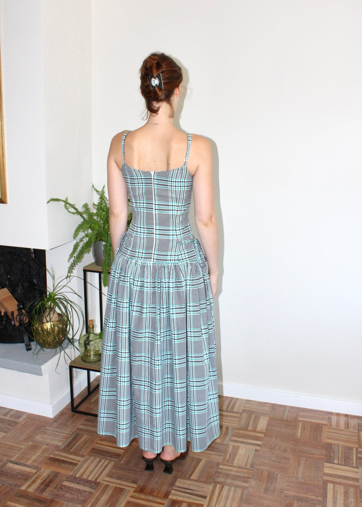 Felicity dress midi plaid aqua - Luci's Lemons