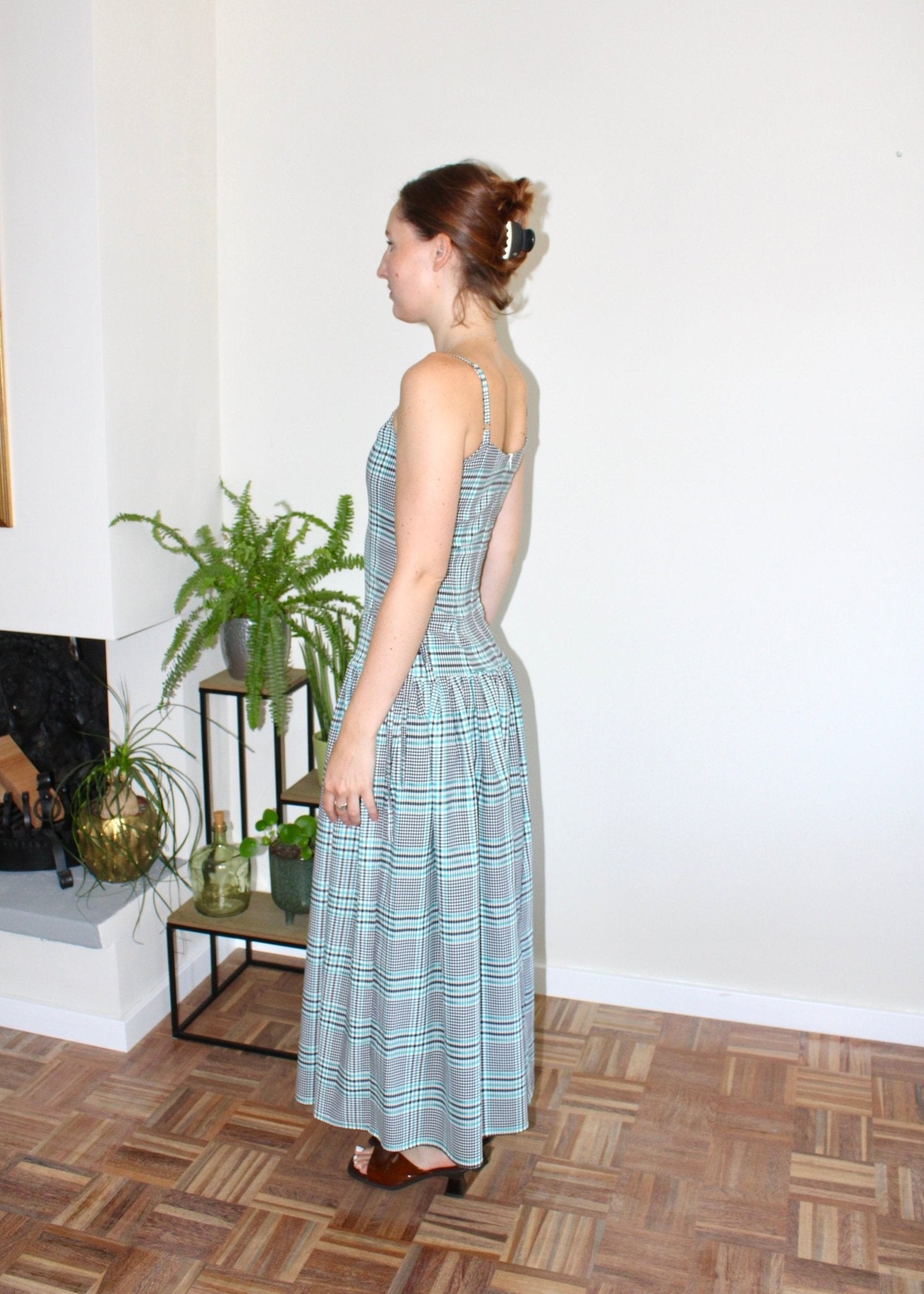 Felicity dress midi plaid aqua - Luci's Lemons
