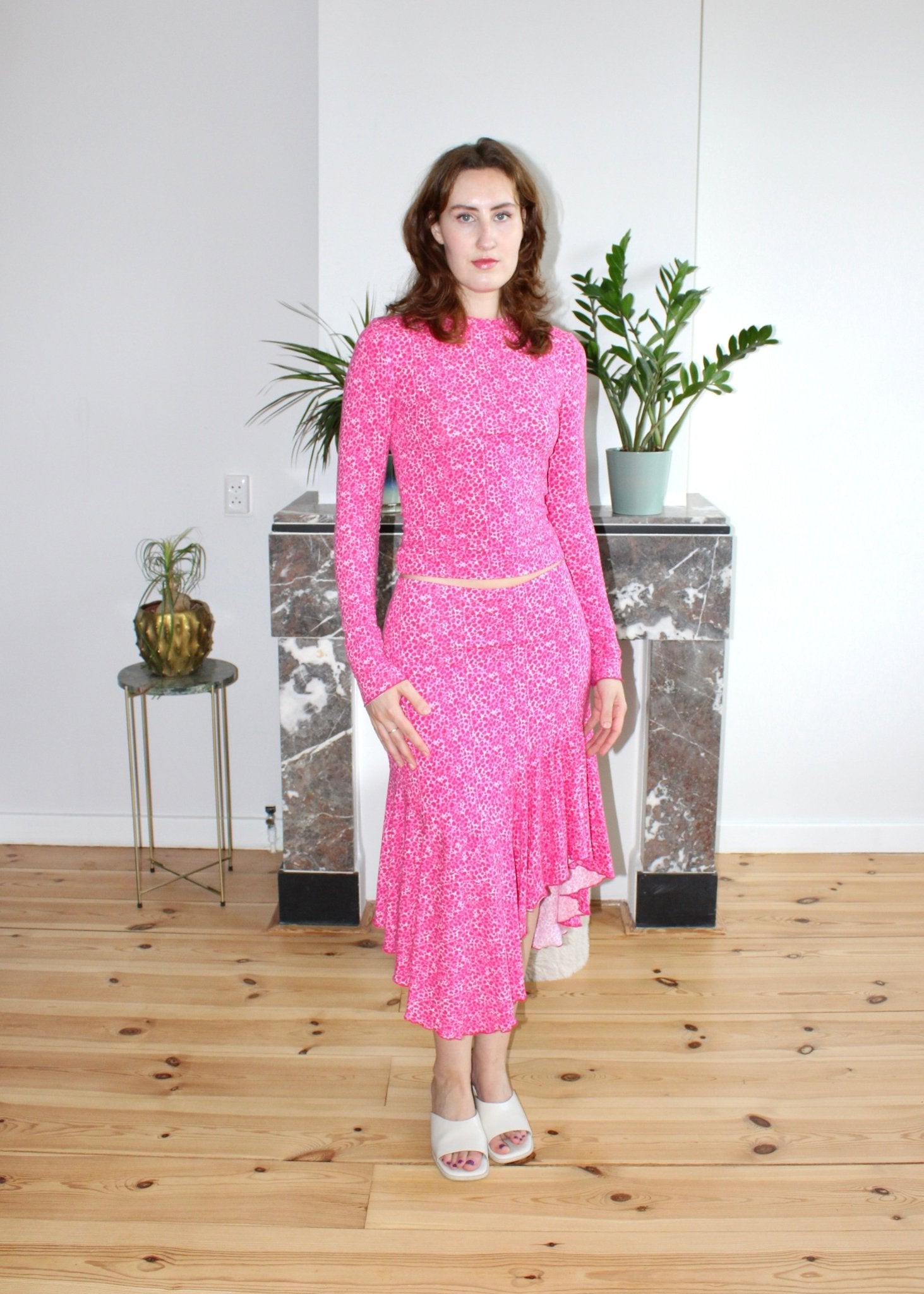 Genevieve skirt pink hearts - Luci's Lemons