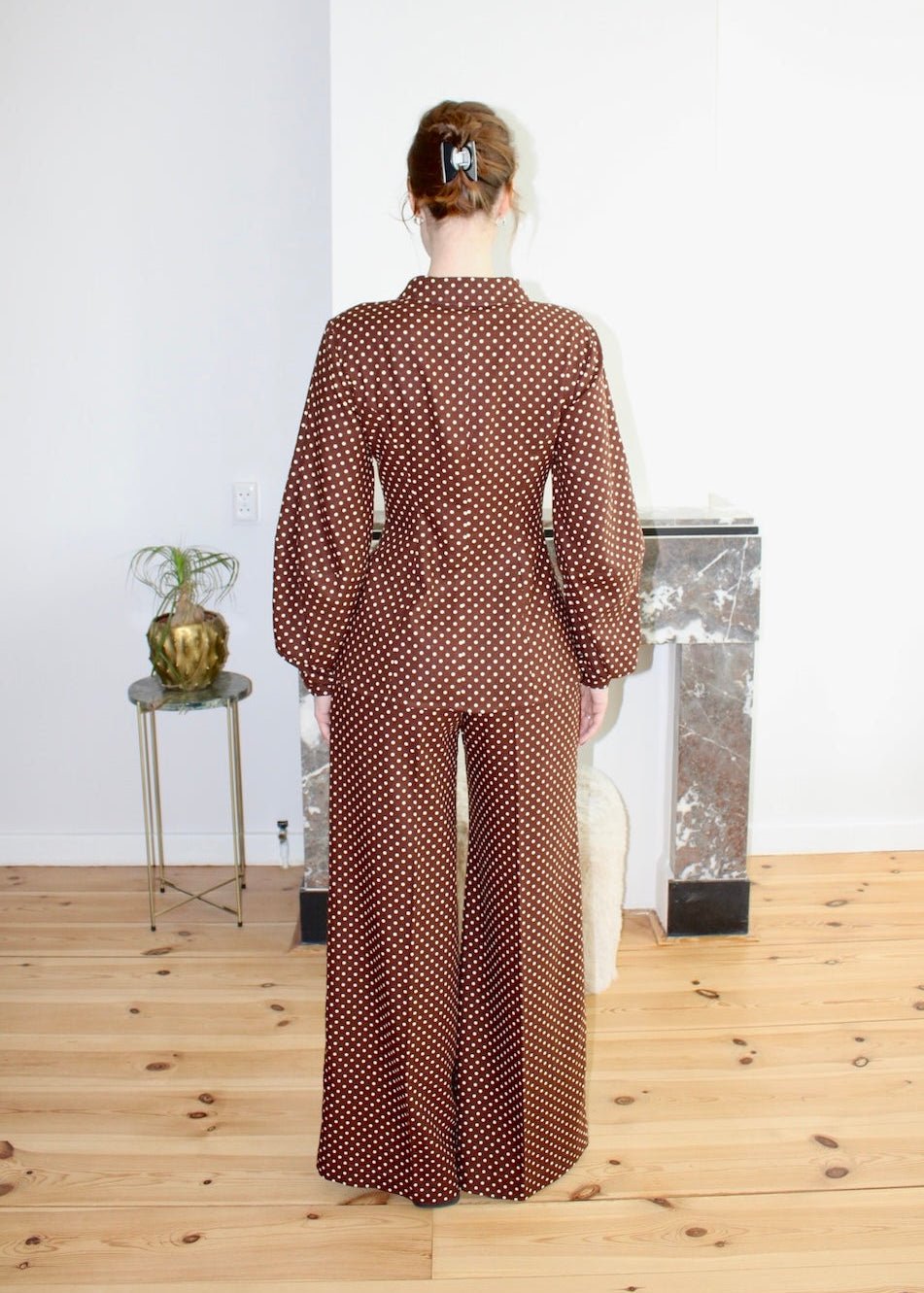 Gloria blouse brown polka dot - Luci's Lemons