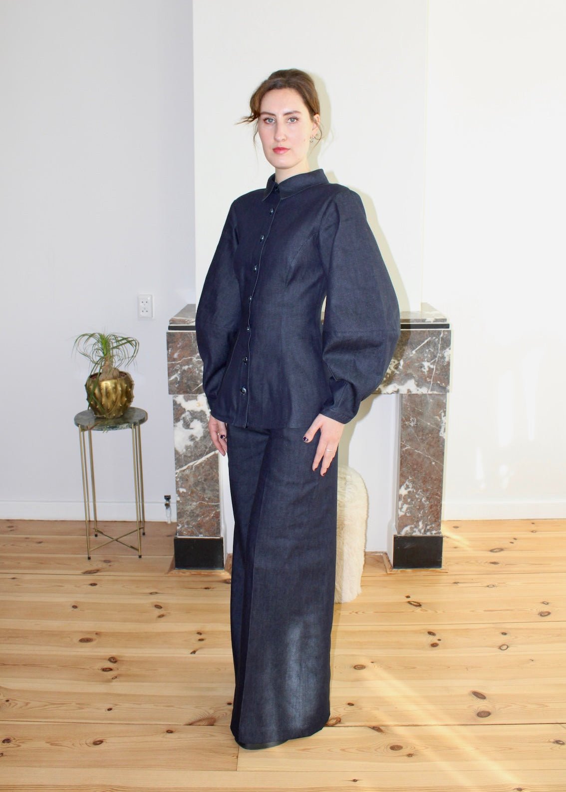 Gloria blouse dark blue denim - Luci's Lemons