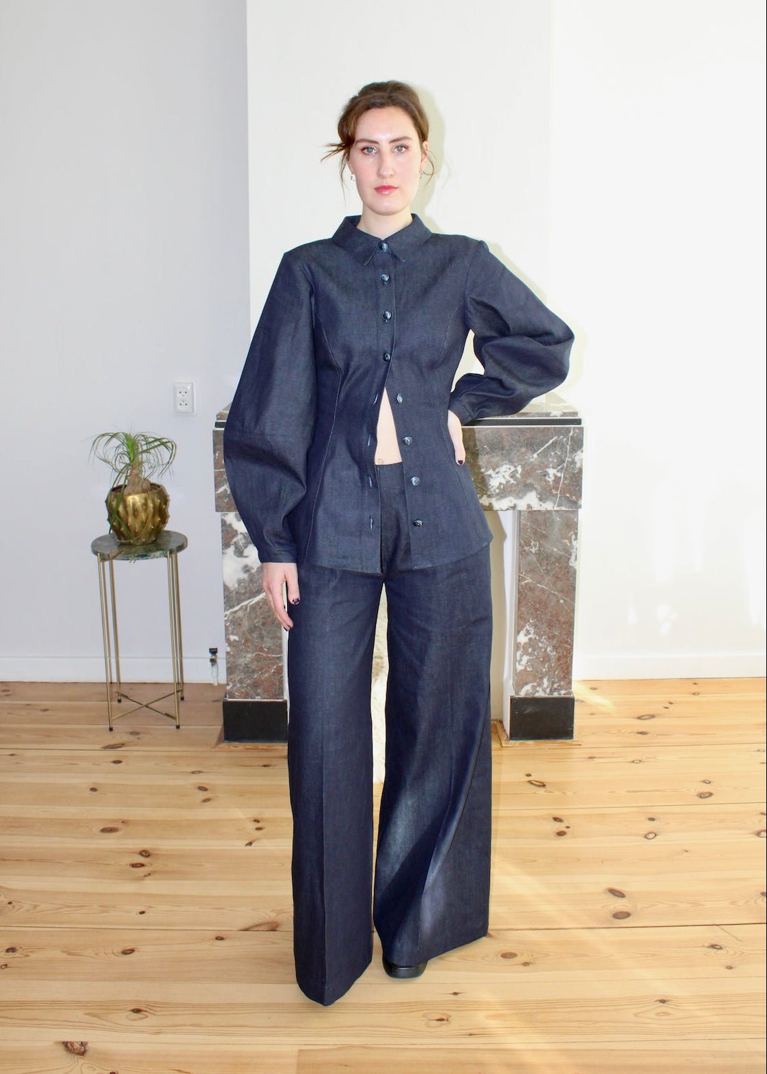 Gloria blouse dark blue denim - Luci's Lemons