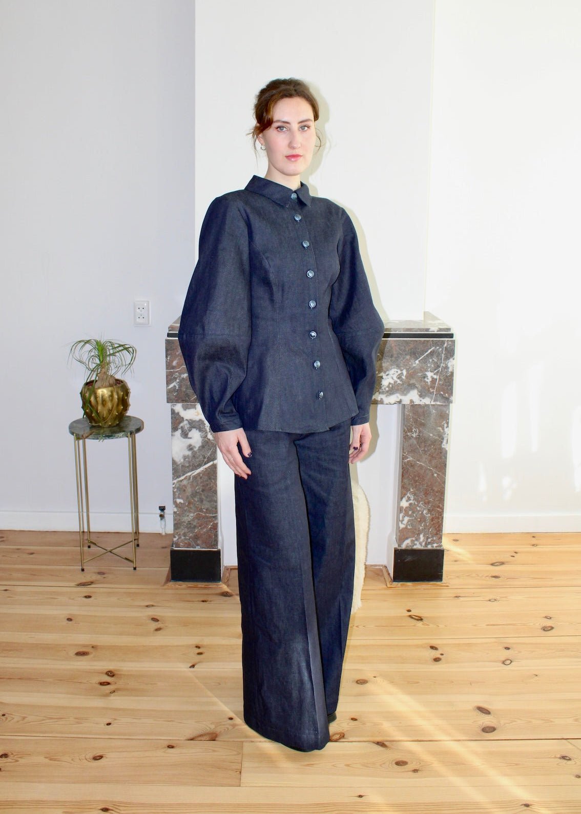 Gloria blouse dark blue denim - Luci's Lemons