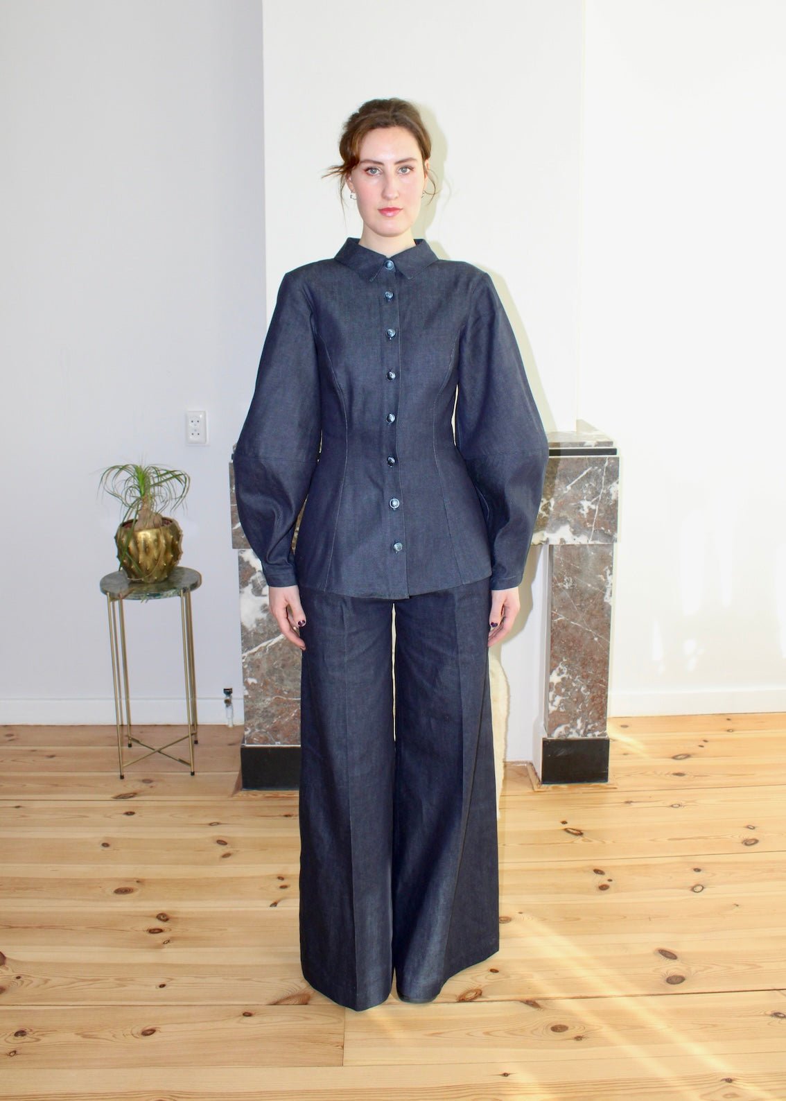 Gloria blouse dark blue denim - Luci's Lemons