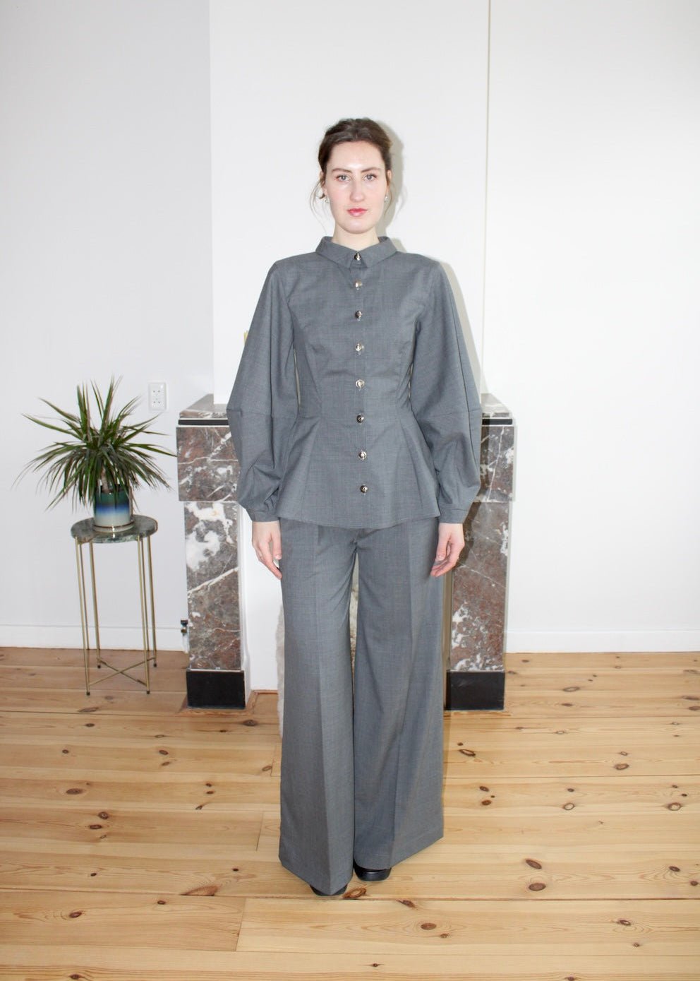 Gloria blouse grey wool - Luci's Lemons