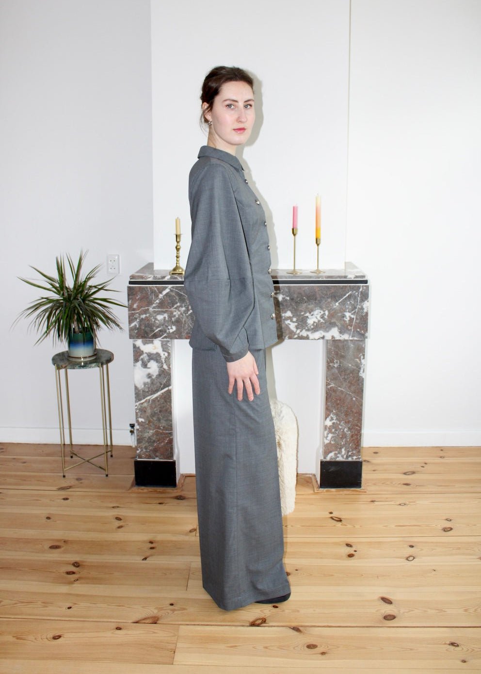 Gloria blouse grey wool - Luci's Lemons