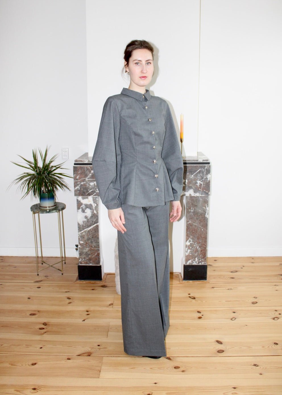 Gloria blouse grey wool - Luci's Lemons