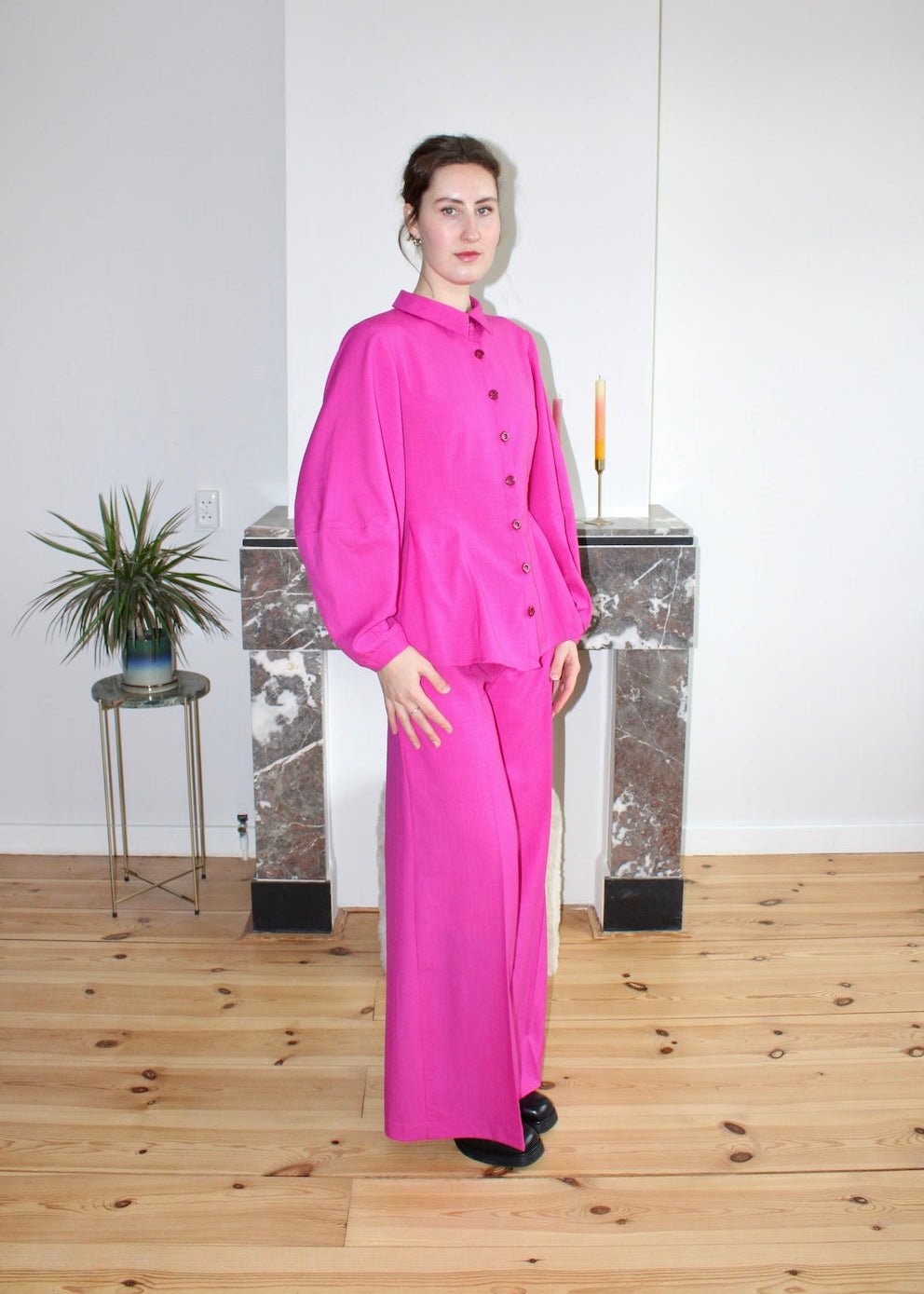 Gloria blouse pink wool - Luci's Lemons