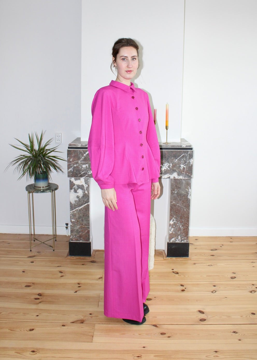 Gloria blouse pink wool - Luci's Lemons