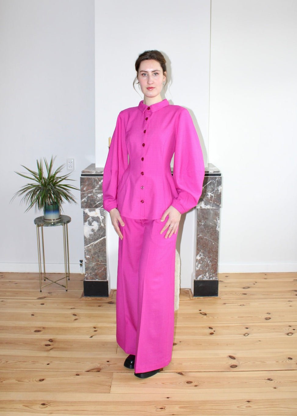 Gloria blouse pink wool - Luci's Lemons