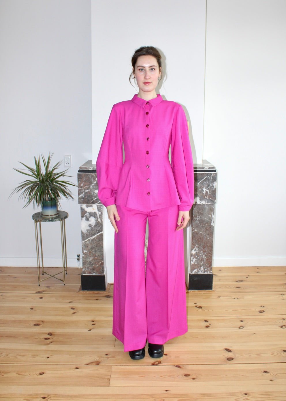 Gloria blouse pink wool - Luci's Lemons