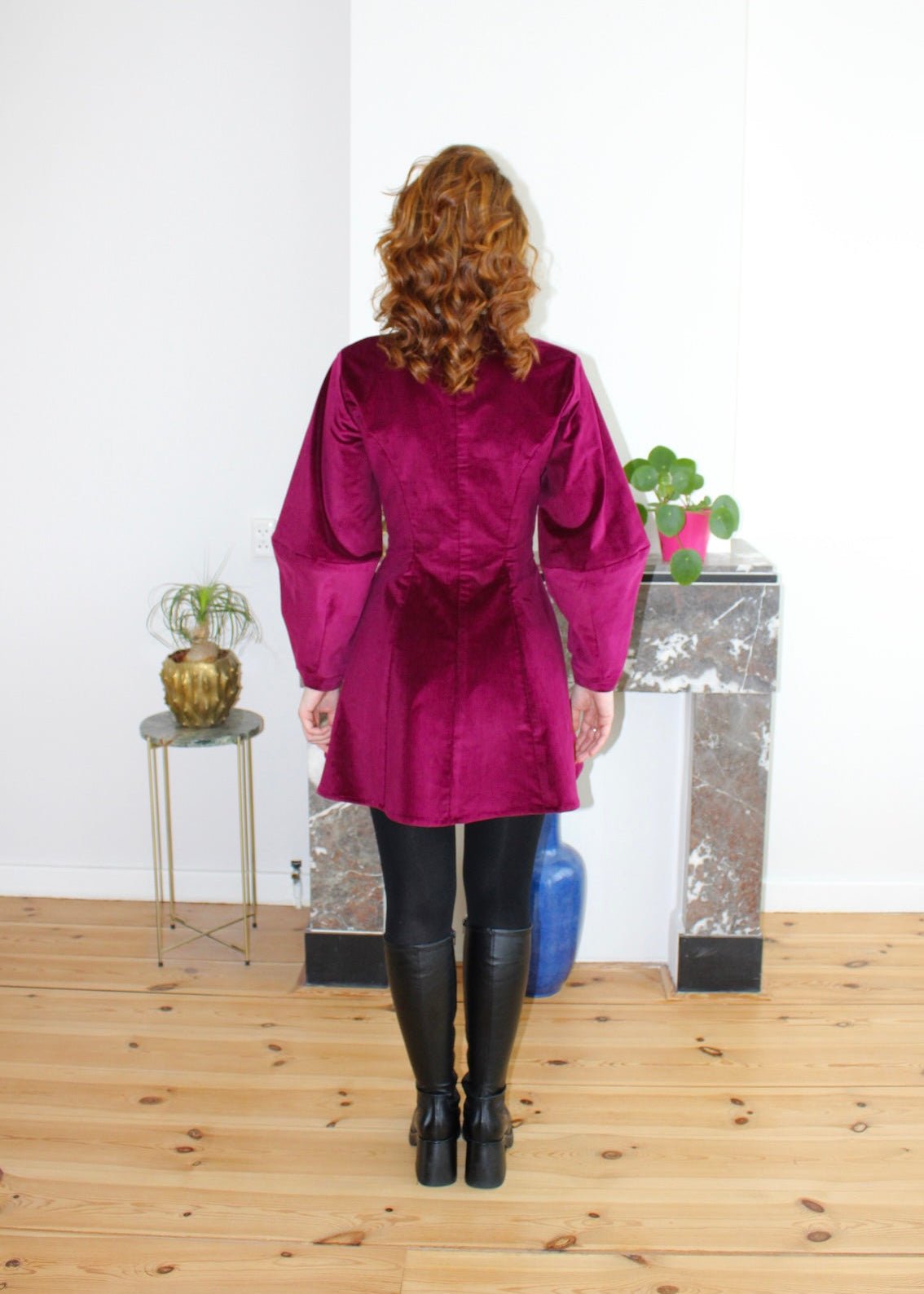 Gloria mini dress plum corduroy - Luci's Lemons