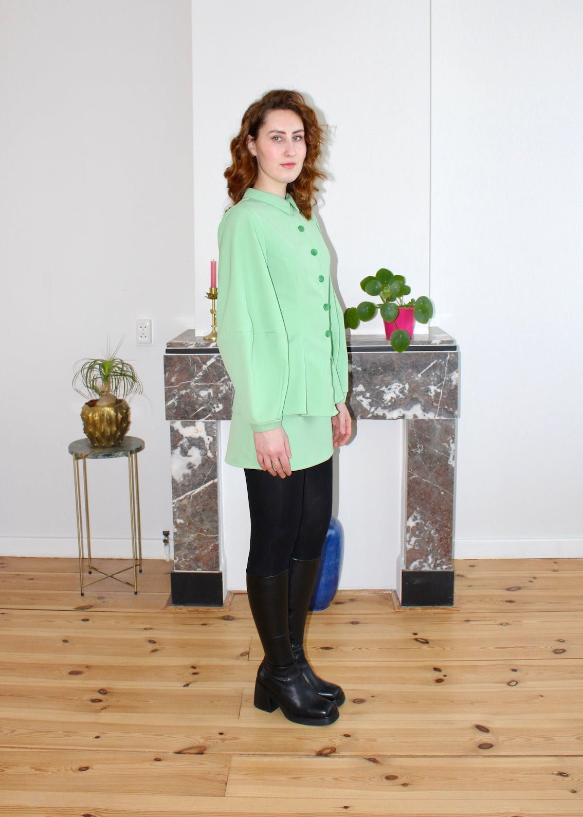 Gloria mini skirt light green wool - Luci's Lemons