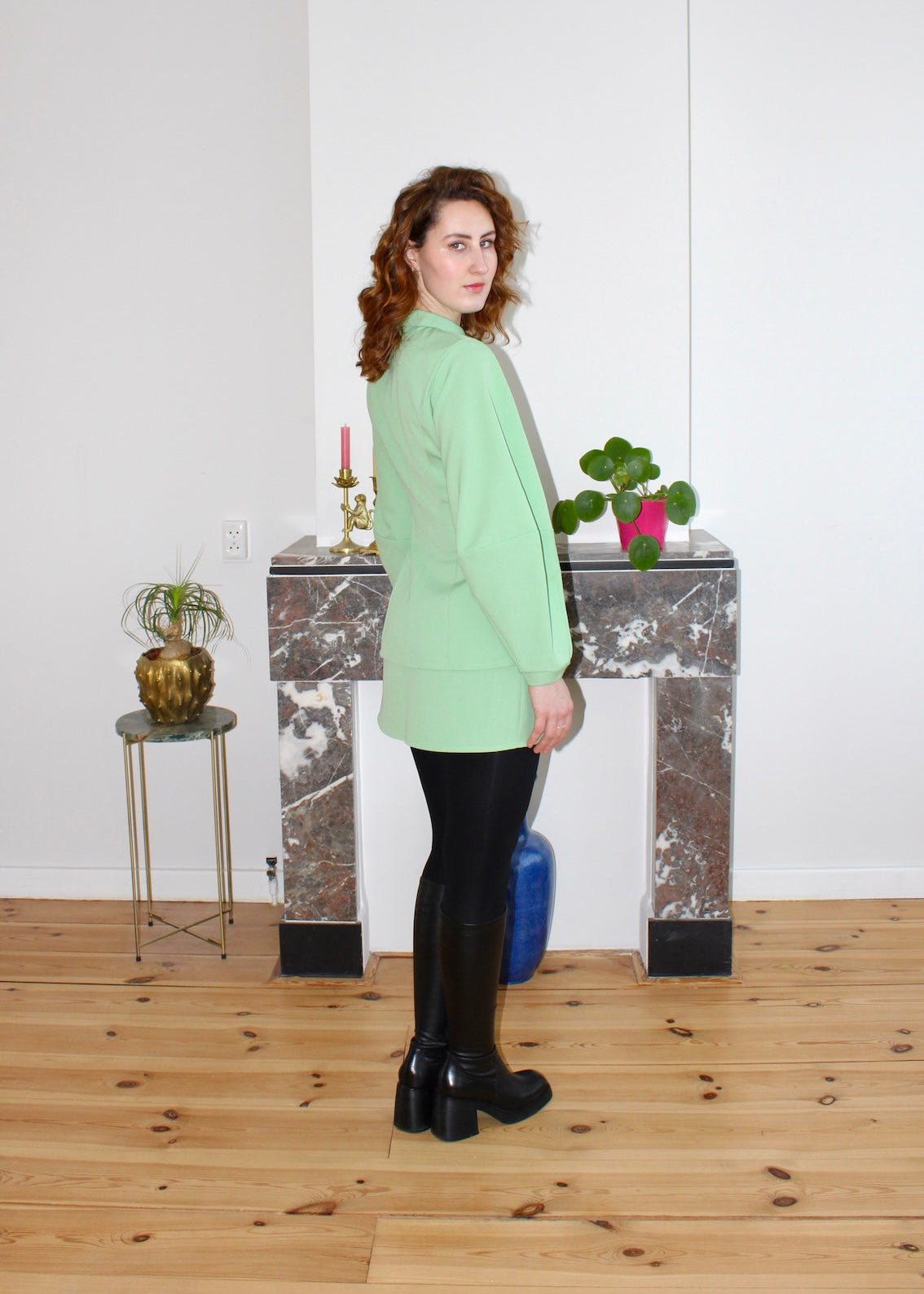 Gloria mini skirt light green wool - Luci's Lemons