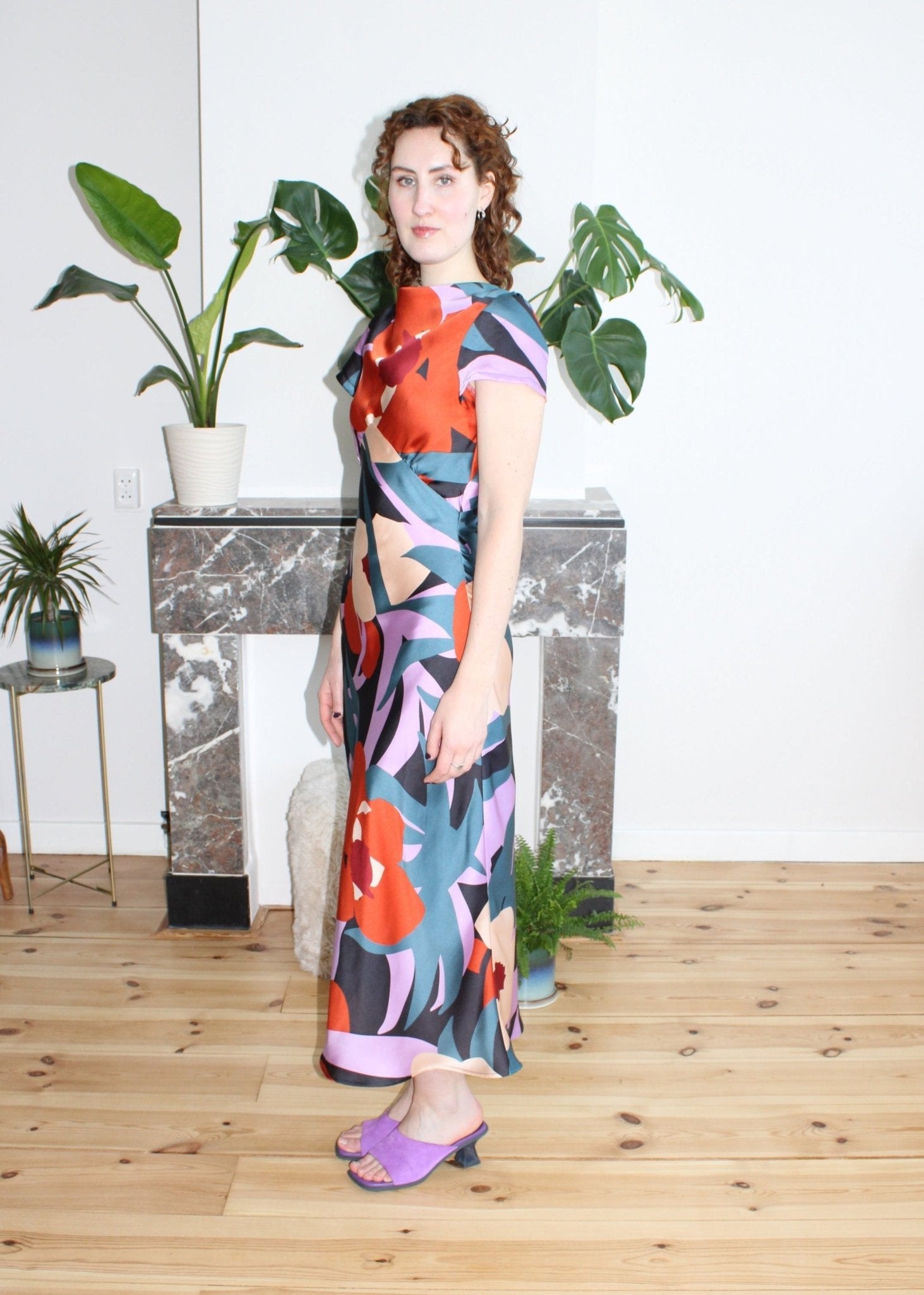 Helena midi dress orange floral - Luci's Lemons